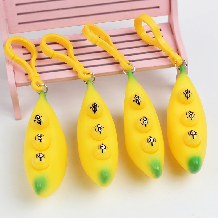 Banana Bubble-Pop Fidget Keychain