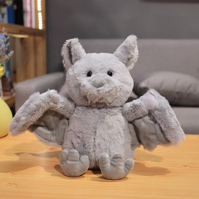 Fuzzy Bat Plush With Spread Wings