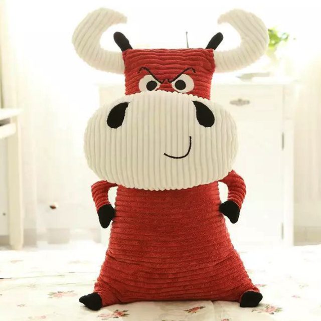 Red Corduroy Bull Pillow Plush โ photo 2