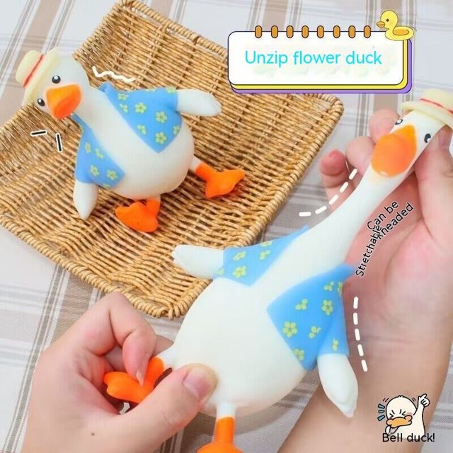 Floral-Dress Stretchy Squish Duck