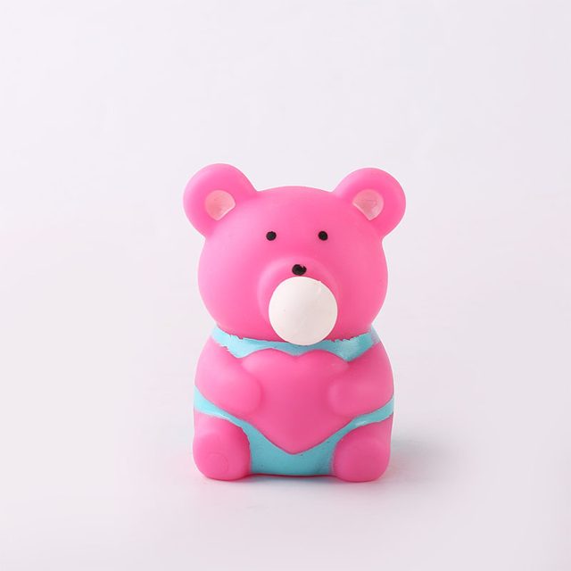 Bubble-Blowing Pink Heart Bear Squishy