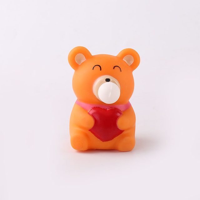 Bubble-Blowing Orange Heart Bear Squishy