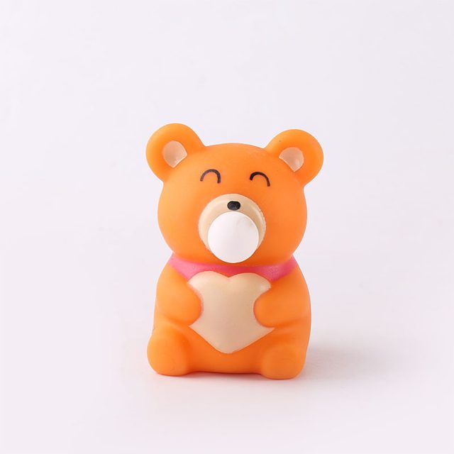 Bubble-Blowing Orange Heart Bear Squishy