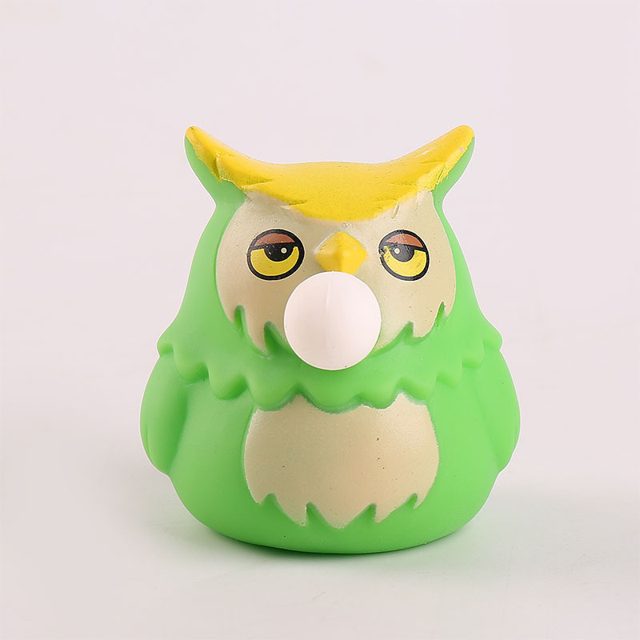 Bubble-Blowing Green Owl Squeeze Pal