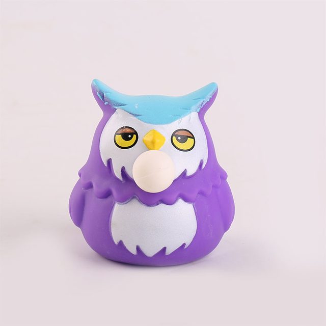 Bubble-Blowing Purple Owl Squeeze Pal
