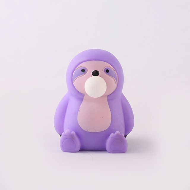 Purple Bubble-Blowing Sloth Squishy