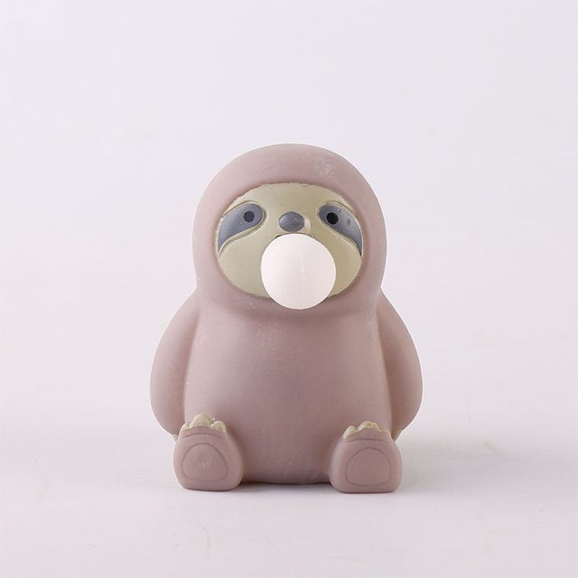 Gray Bubble-Blowing Sloth Squishy