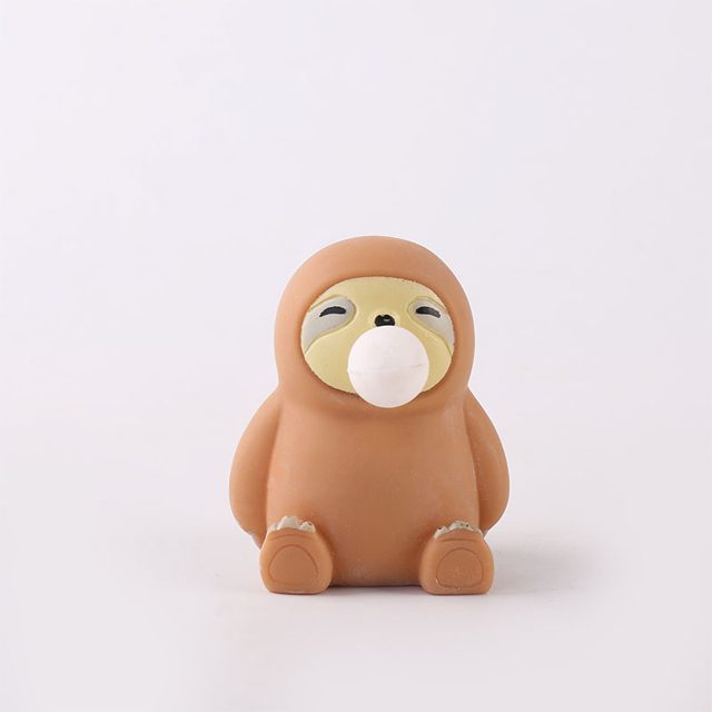 Brown Bubble-Blowing Sloth Squishy