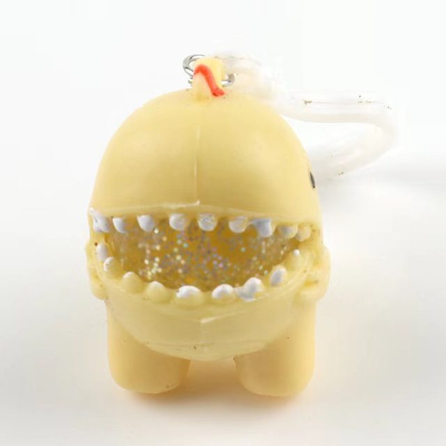 Yellow Glitter-Belly Dino Keychain
