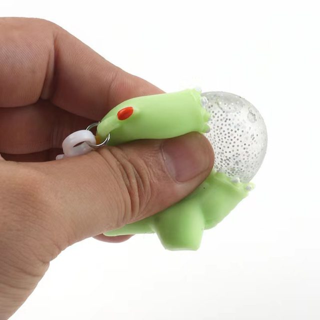 Lime Glitter-Belly Dino Keychain