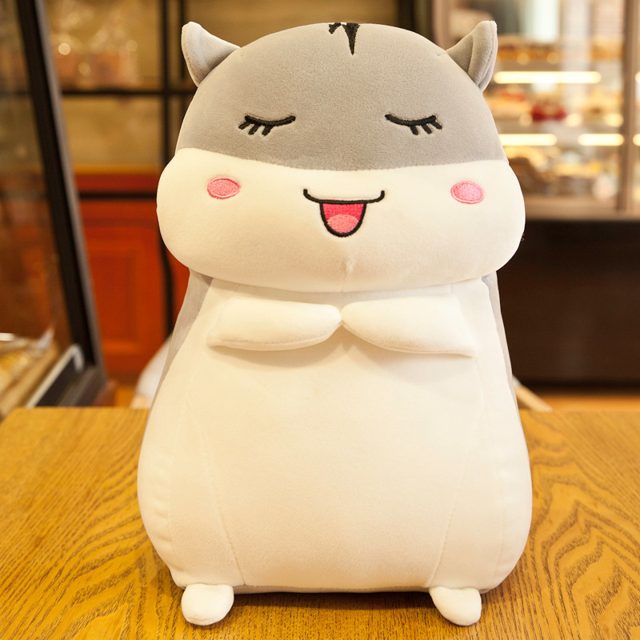 Grey Happy Hamster Smiley Plush