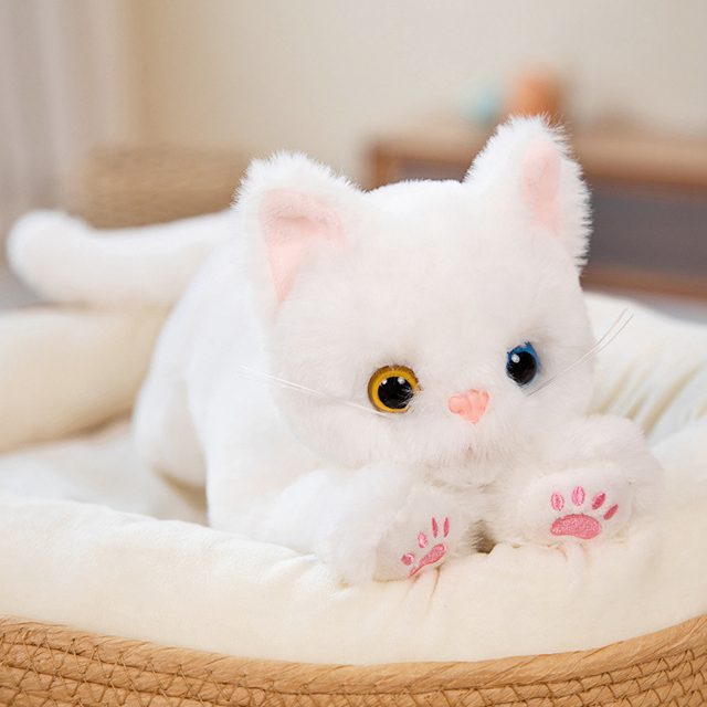 Snowy Kitten Lifelike Lying Plush