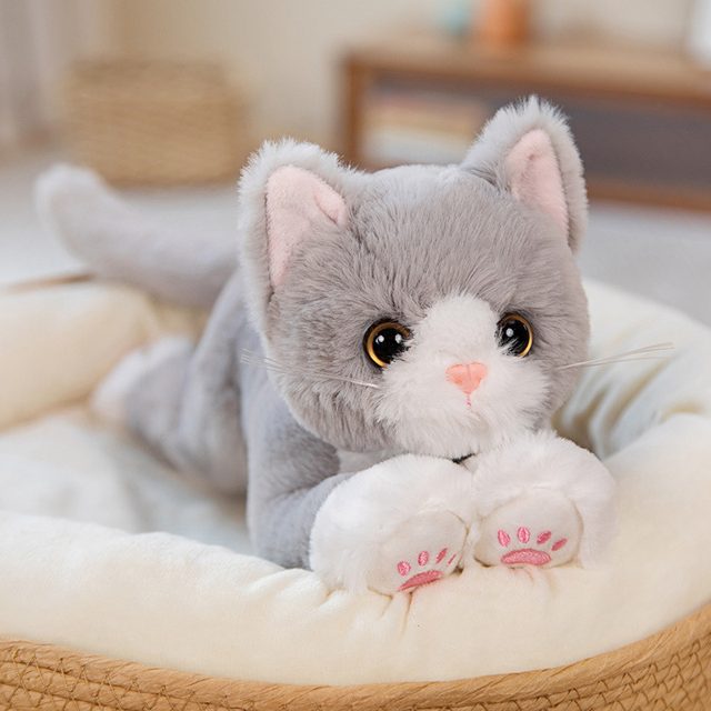Gray Tabby Kitten Lifelike Plush