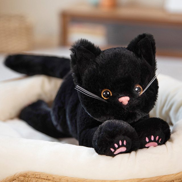 Midnight Kitten Lifelike Lying Plush