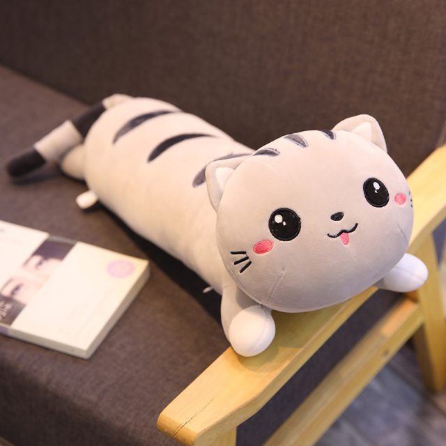 Gray Tabby Cat Body Pillow Plush