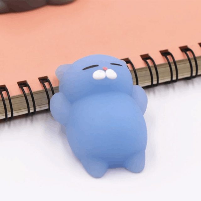 Sleepy Blue Mochi Kitty