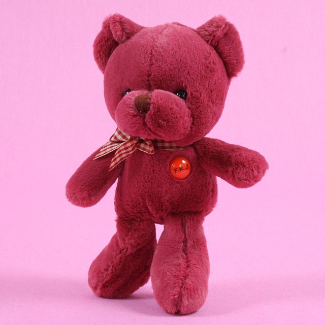 Mauve Cuddle Bear With Gingham Bow โ photo 2