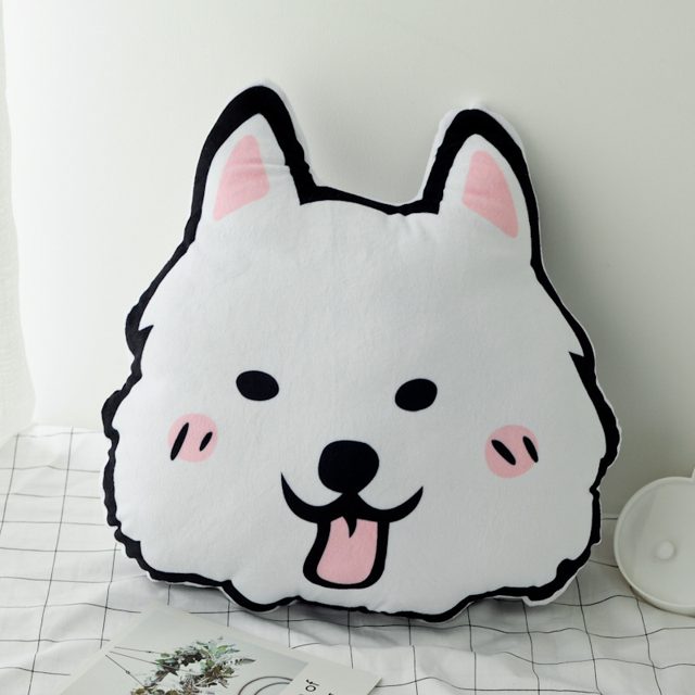 Samoyed Smiley Face Cushion Plush