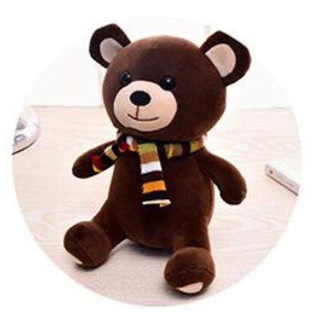 Cozy Brown Bear With Stripey Scarf Plush