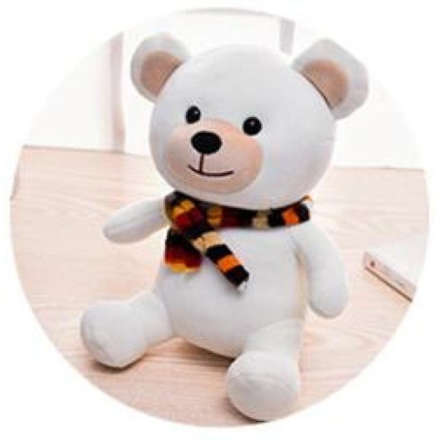 White Teddy Bear With Cozy Scarf Plush