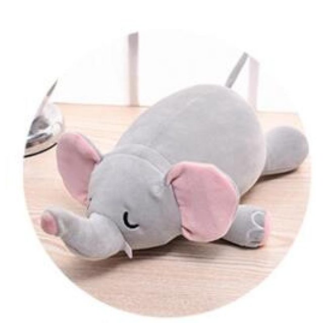 Sleepy Grey Elephant Pillow Plush