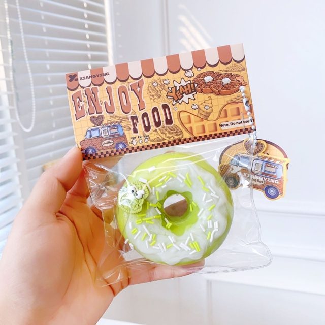 Matcha Sprinkle Donut Squishy Keychain
