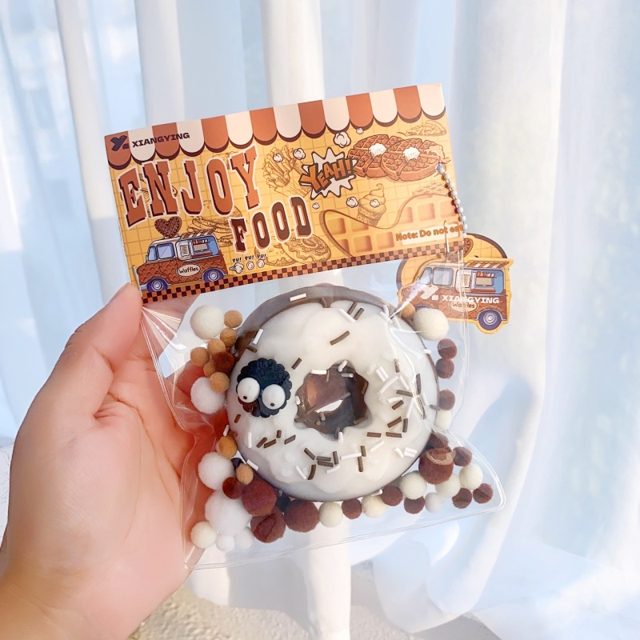 Soot-Sprite Glazed Donut Squishy Keychain