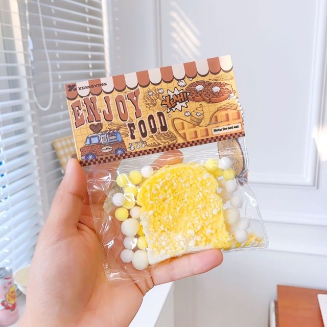 Cheesy Butter Toast Squishy Keychain