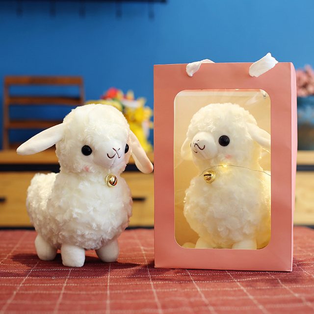 Curly Lamb Plush in Pink Gift Bag