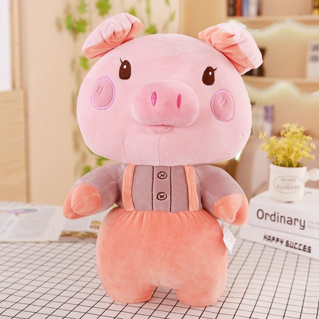 Overalls Piggy in Grey Suspenders Plush