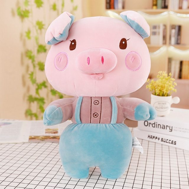Overalls Piggy in Blue Suspenders Plush