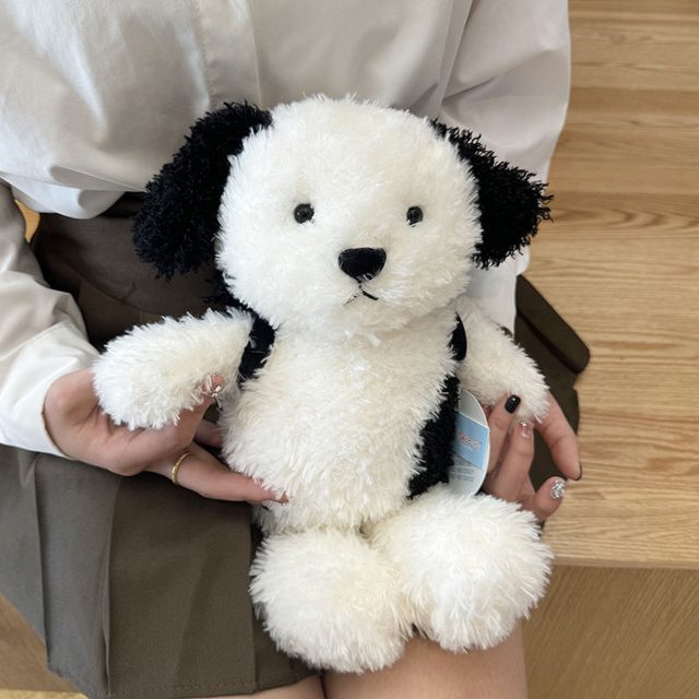 Curly Black & White Puppy Plush 35cm — photo 2