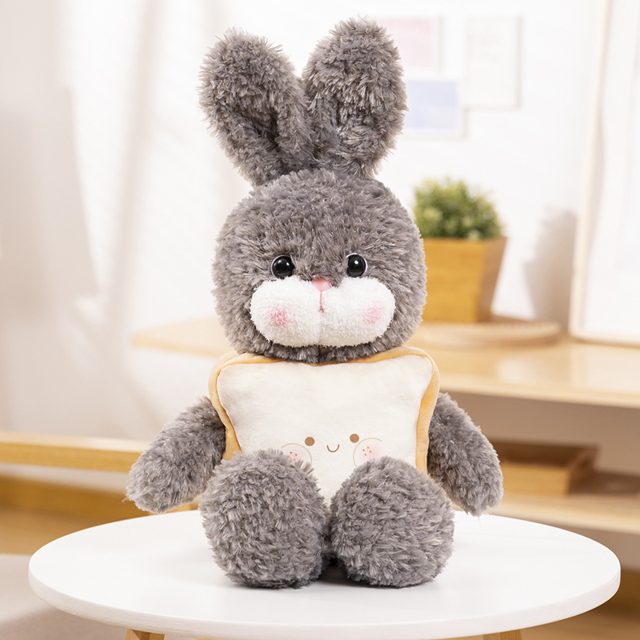 Toasty the Bread-Hugging Gray Bunny