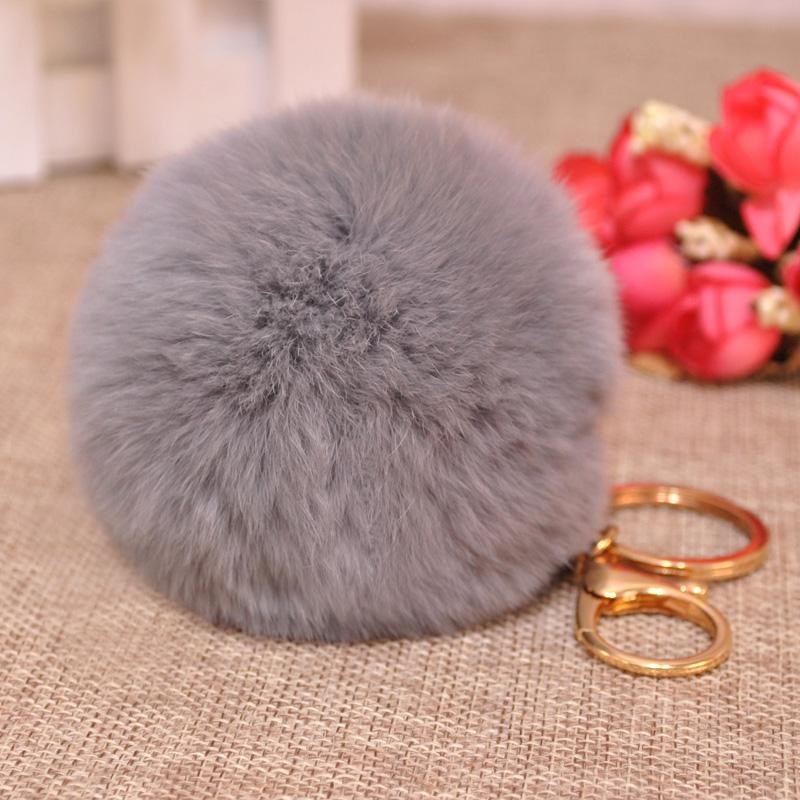 Cute Rex Rabbit Fur Keychain — photo 3