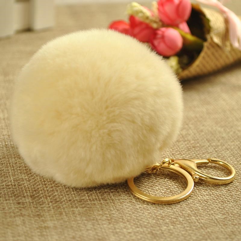 Cute Rex Rabbit Fur Keychain — photo 4