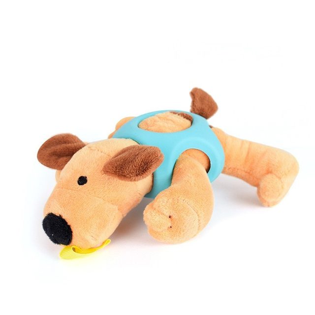 Squeaky Brown Puppy Plush Chew Toy