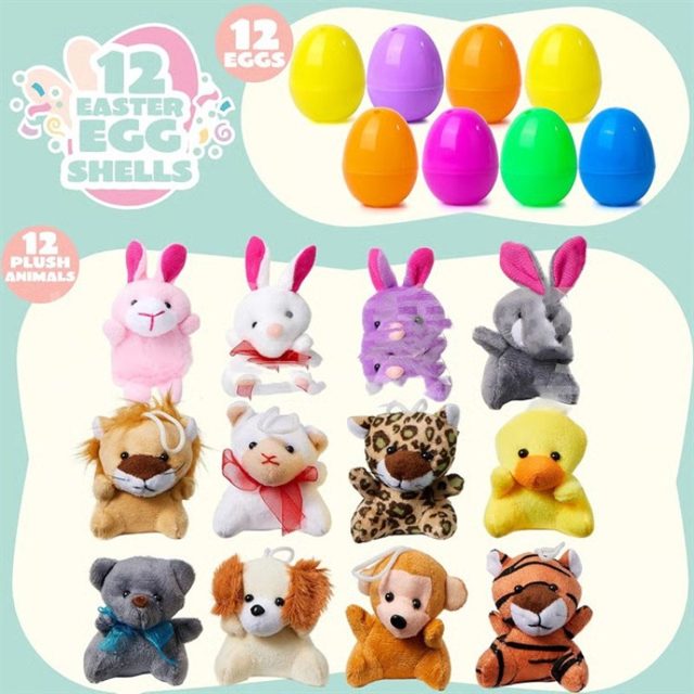 Easter Egg Surprise Plush Animals (12 Pack)
