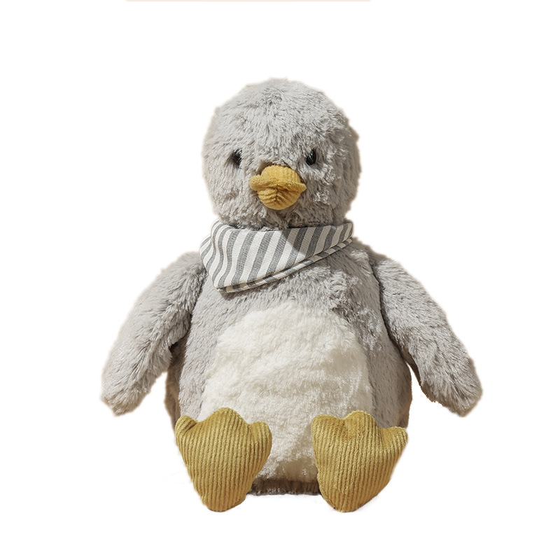 Cozy Gray Penguin in a Scarf Plush