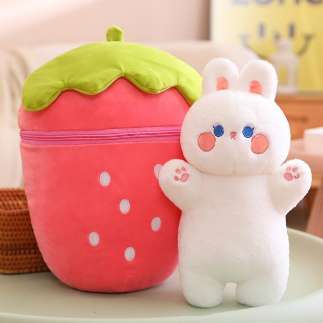 Strawberry Pouch Bunny Plush Set โ photo 4