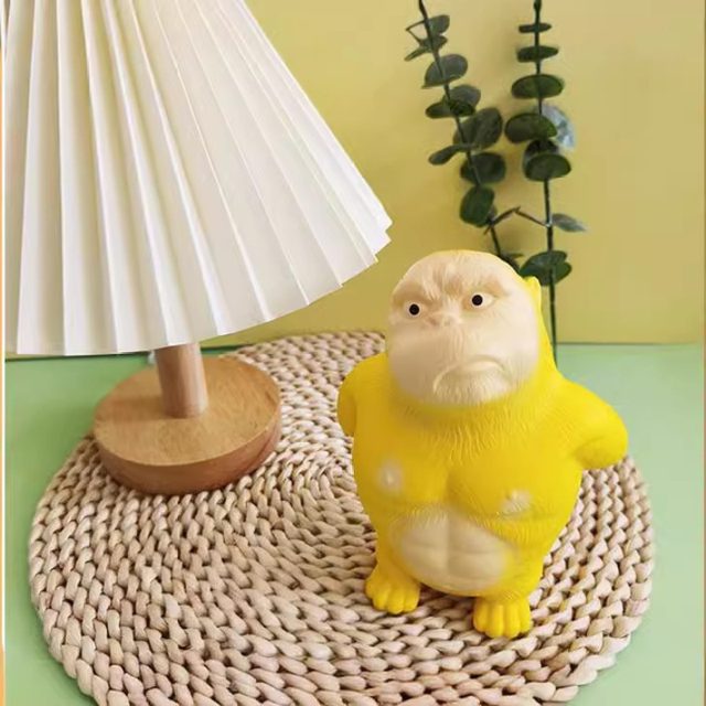 Grumpy Yellow Gorilla Squeeze Toy