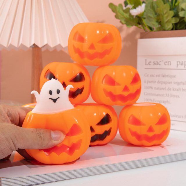 Pop-Up Ghost Pumpkin Squeeze Toy