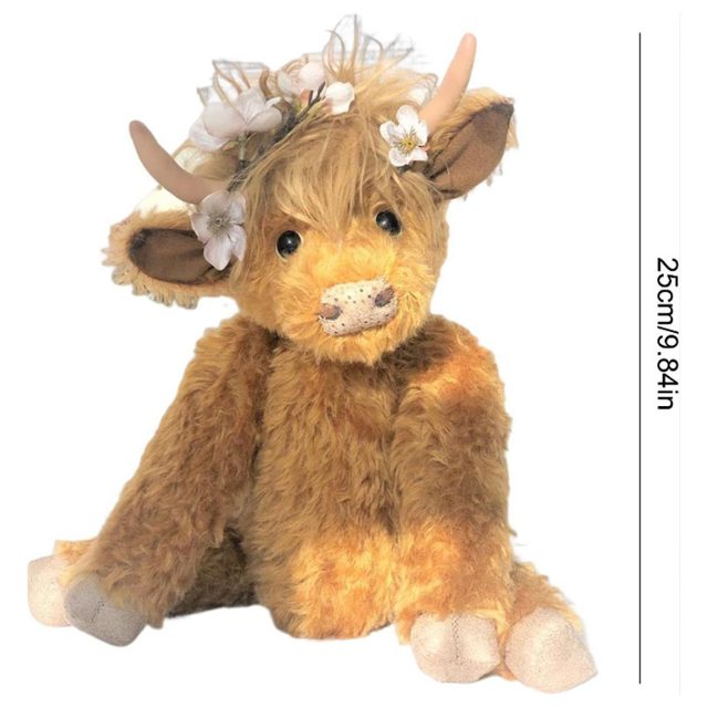 Sitting Brown Highland Cow Plush