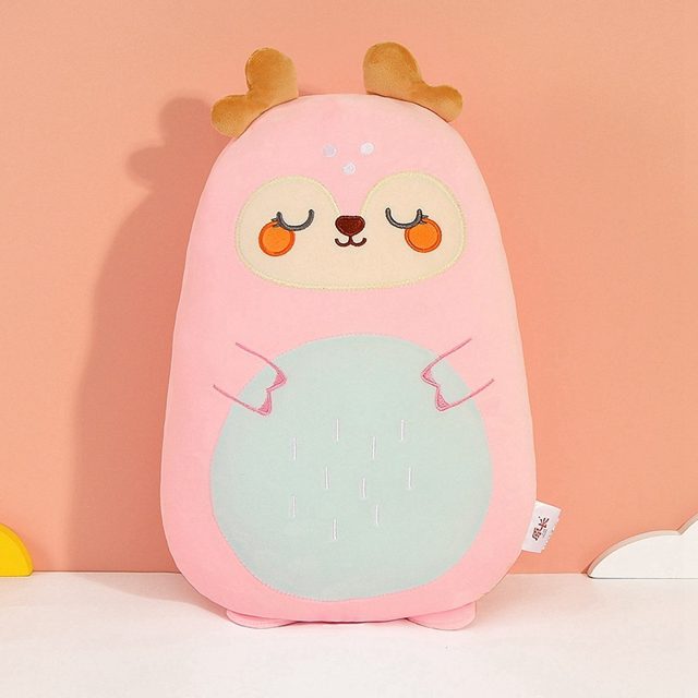 Sleepy Pink Deer Squish Pillow Plush — photo 2