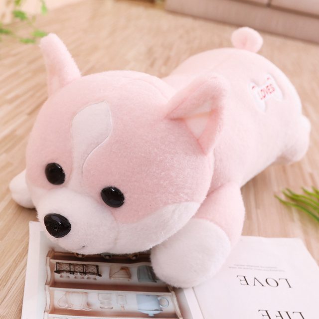 Sleepy Pink Husky Puppy Plush