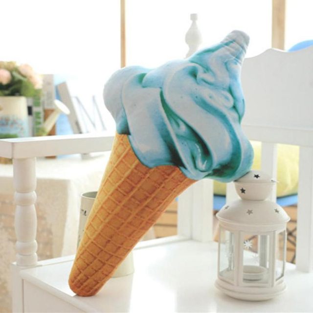 Blue Swirl Ice Cream Cone Pillow