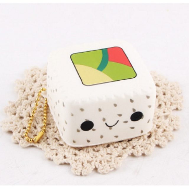 Smiley Sushi Roll Squishy Keychain