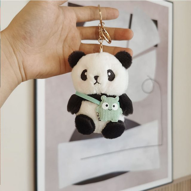 Panda With Tiny Frog Bag Keychain
