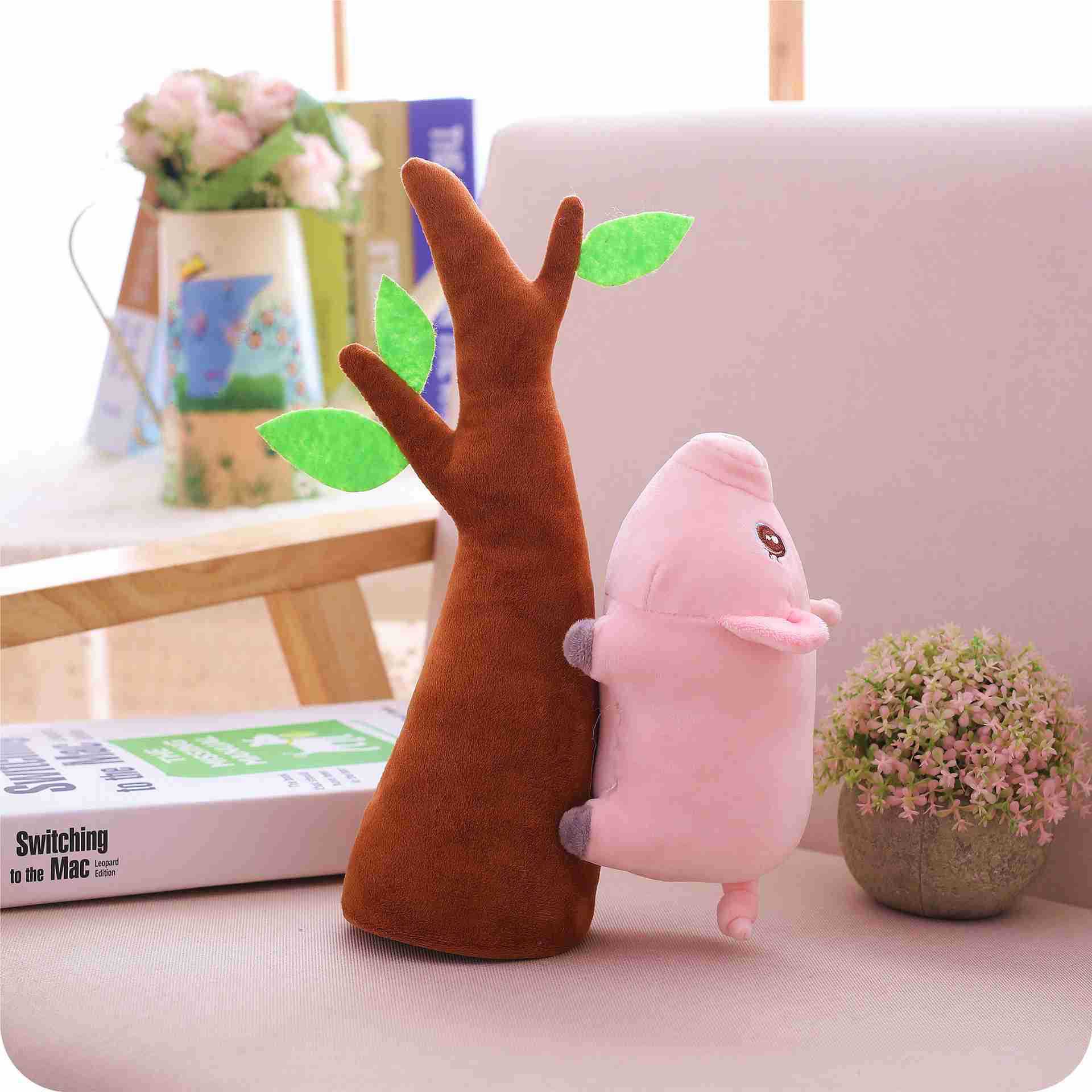 Pink Mole Plush With Mini Tree โ photo 2