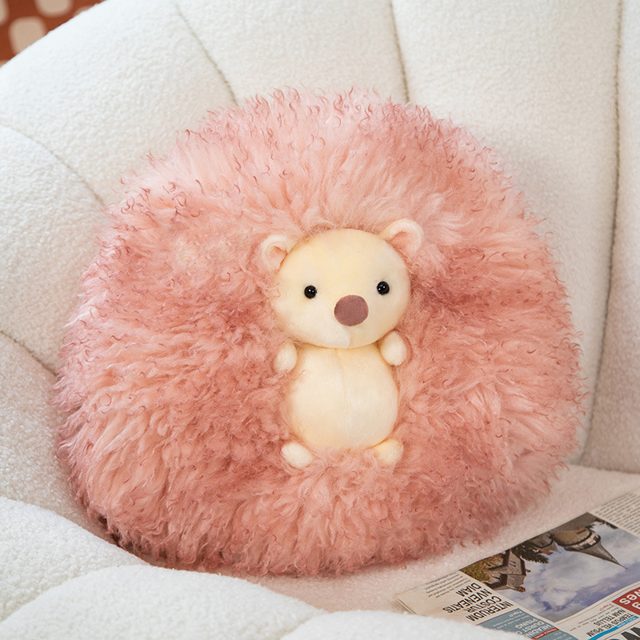 Fluffy Pink Hedgehog Cushion Plush