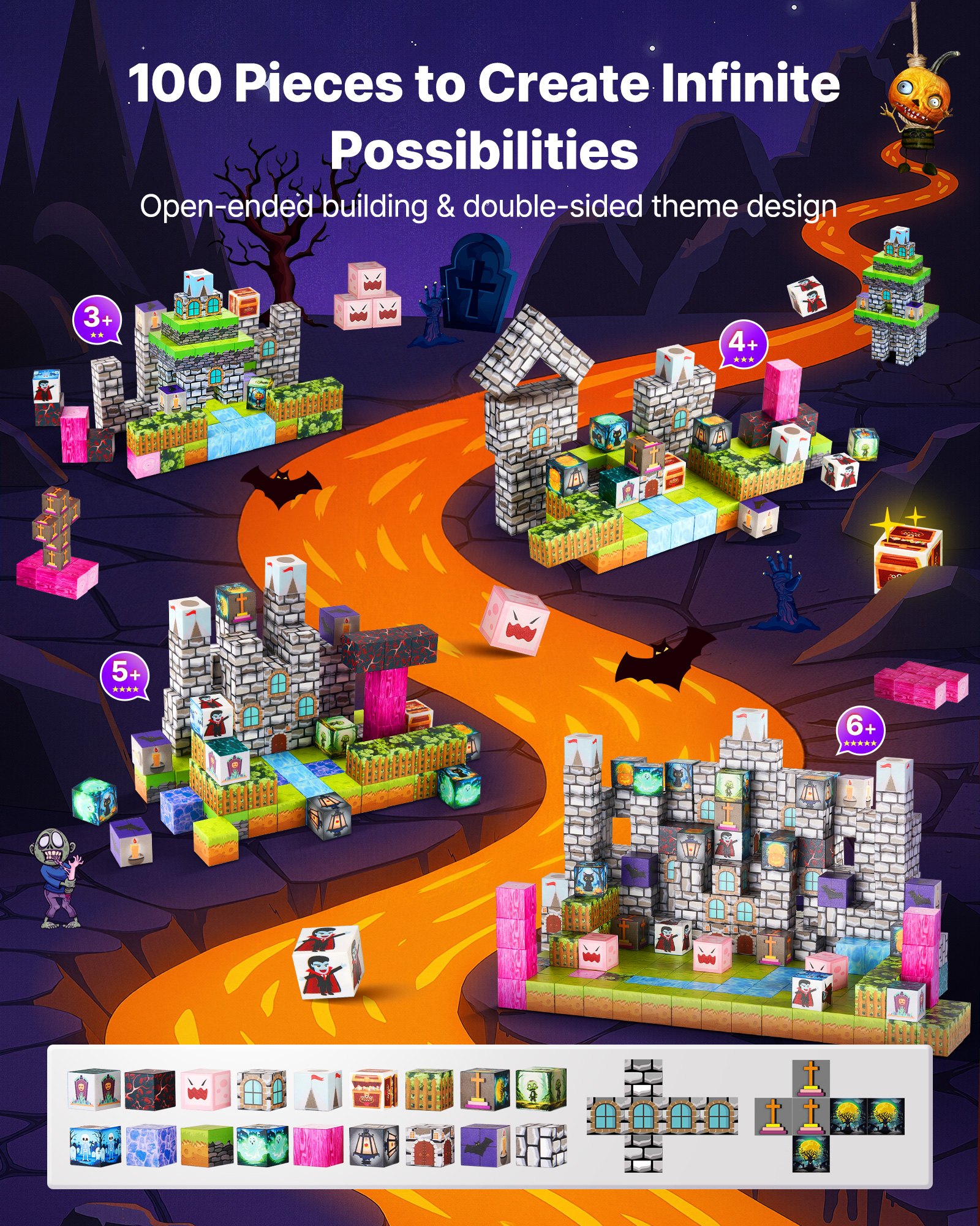 Magnetic Blocks, 100 Pcs Cemetery Toy — photo 3